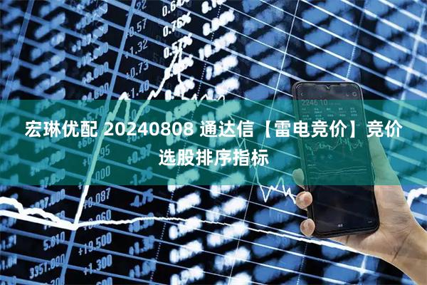 宏琳优配 20240808 通达信【雷电竞价】竞价选股排序指标