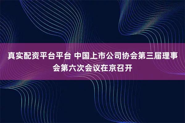 真实配资平台平台 中国上市公司协会第三届理事会第六次会议在京召开